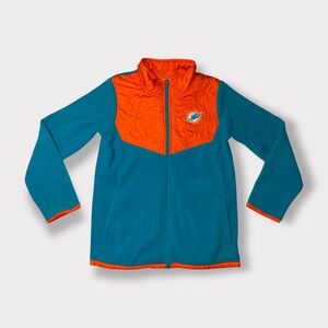 NFL Miami Dolphins Orange & Aqua Full Zip Jacket | Size Youth XL